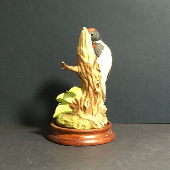 Andrea By Sadek Downy Woodpecker Porcelain with Removable Wooden Base  #9386 - Picture 14 of 14